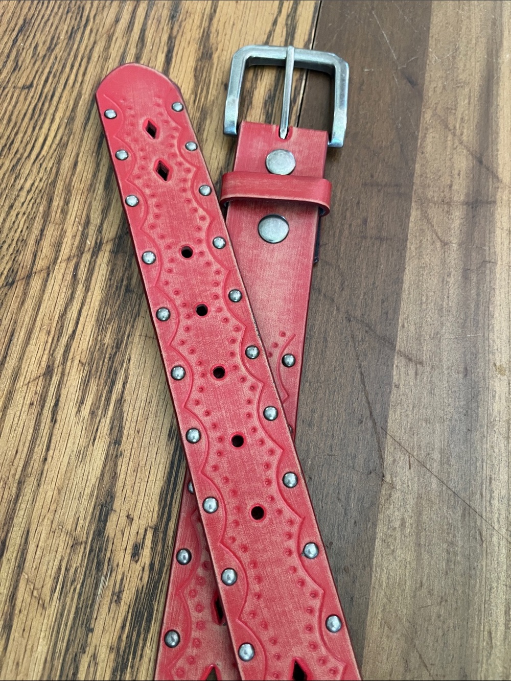 Aventura Red leather Studded Women’s Fashion Belt